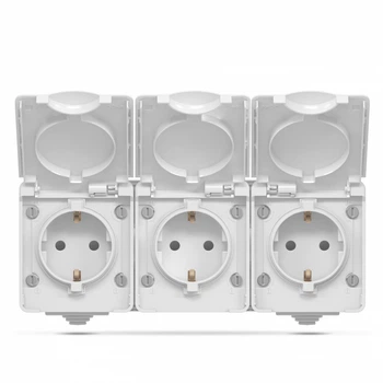 IP65 Розетка зовнішня потрійна із заземленням сіра VIDEX BINERA