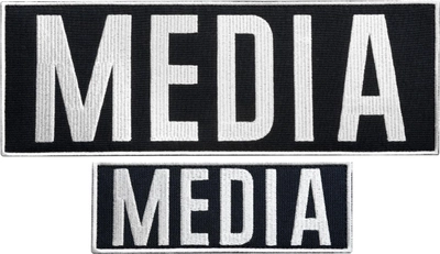 Набір шевронів 2 шт з липучкою IDEIA MEDIA 9х25 + 4.5х12.5 см для медіа преси та журналістів Чорний (4820182657184)