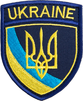 Шеврон нашивка на липучці IDEIA Тризуб України UKRAINE, вишитий патч 6.5х8 см (2200004294339)