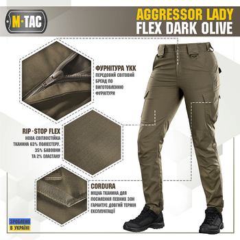 Штани M-Tac Aggressor Lady Flex темний оливковий розмір 32/30