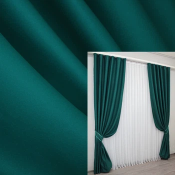 Комплект готовых штор VR-Textil Блекаут Fusion Dimout № 794ш Изумрудный 100х270 см 2 шт (31-329)