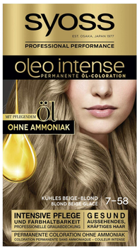 Krem farba do włosów Syoss Oleo Intense Permanent Hair 7-58 Cool Beige Blonde 115 ml (4015100310917)