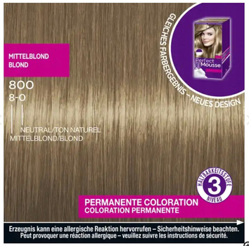 Mus do koloryzacji włosów Schwarzkopf Perfect Mousse 800 Medium Blonde (4015100333985)