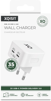 Ładowarka sieciowa Xqisit NP Travel Charger Dual USB-C PD35W GaN White (4029948227269)