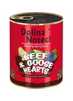 Вологий беззерновий корм Dolina Noteci Superfood для cобак з яловичих і гусячих сердець, 800 г
