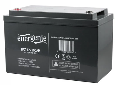 Акумуляторна батарея EnerGenie 12В 100Aг (BAT-12V100AH) вага 29.4 кг.