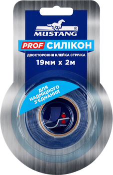 Двухсторонняя лента Mustang PROF СИЛИКОН Прозрачная 19 мм х 2 м х 2 шт (SL192)