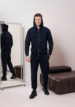 Мужской спортивный костюм на молнии с капюшоном демисезонный DOPE 0001 XL Темно-синий (DP-0001/03 E )