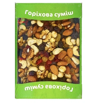 Смесь орехов и сухофруктов упаковка 500г
