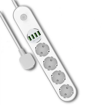 Мережевий фільтр 2.0м СolorWay CW-CHE44W 4 розетки, 4 USB порти, білий