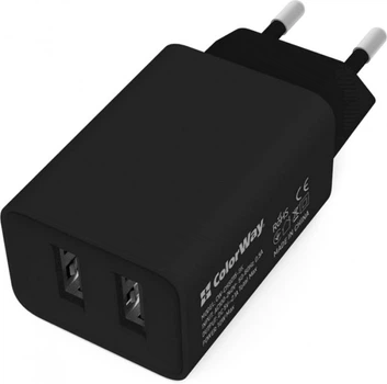 Пристрій зарядний мережевий Colorway 2USB AUTO ID 2.1A (10W) чорний