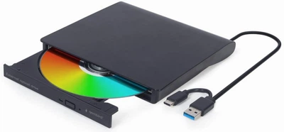 Оптичний привід зовнішній USB DVD+/-RW Gembird DVD-USB-03 (USB 3.0 (+ Type-C), чорний)