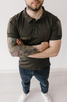 Мужская футболка милитари-поло с липучками для шевронов, хаки, размер XL
