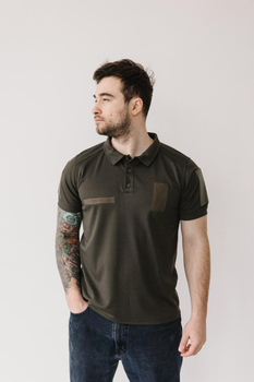 Чоловіча футболка мілітарі-поло з липучками для шевронів, хакі, розмір M