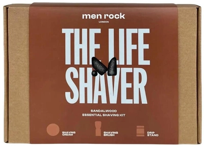 Zestaw do golenia Men rock The Life Shaver Sandalwood Krem do golenia 100 g + Pędzel do golenia + Stojak na pędzel (5060796560275)