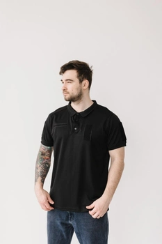 Чоловіча футболка мілітарі-поло з липучками для шевронів, чорний, розмір XL
