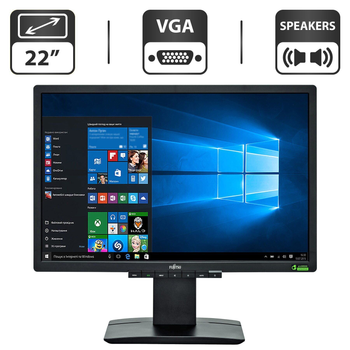 Монитор Б-класс Fujitsu B22W-6 / 22" (1680x1050) TN / VGA, DVI, DisplayPort / Встроенные колонки 2x 2W / VESA 100x100 б/у