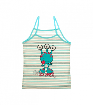 Майка на&nbsp;тонких&nbsp;бретелях з&nbsp;малюнком - Donella - 43691UZ - 134-140 см - Бірюзовий