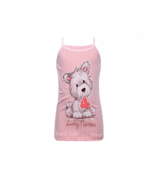 Майка на тонких бретельках&nbsp;для девочки с рисунком щенка - Donella - 43501LN - 86-92 см - Персиковый