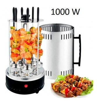Електрошашличниця для дому Domotec BBQ на 6 шампурів шашлик 1000W Чорна/Black 220V
