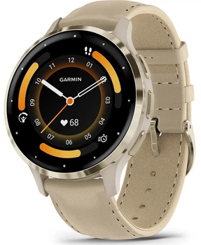 Смарт-часы Garmin Soft Gold Stainless Steel Bezel with French Gray Case and Leather Band (includes French Gray silicone band) (010-02785-55)