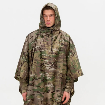 Тактический военный дождевик-пончо (плащ-палатка), размер универсальный, цвет хаки