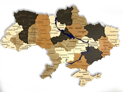 Карта Украины из натурального дерева на стену 59х40 см, карта Украины навесная