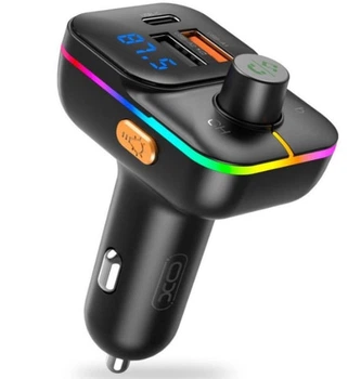 FM-трансмиттер автомобильный модулятор XO-BCC09 с Bluetooth и быстрой зарядкой PD 2USB + Type-C чёрный