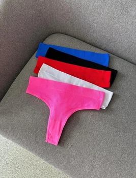 Женские стринги в рубчике на высокой посадке (набор 5 шт.) L\XL