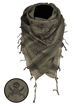 Арафатка шарф-шемаг тактическая Mil-Tec One size Олива, Черный HALSTUCH 'SHEMAGH' 110X110CM SKULL OLIV/SCHW. (12609101)