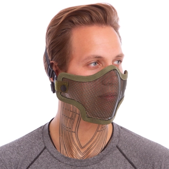 Захисна маска на півобличчя зі сталевої сітки SILVER KNIGHT CM01 Оливковий