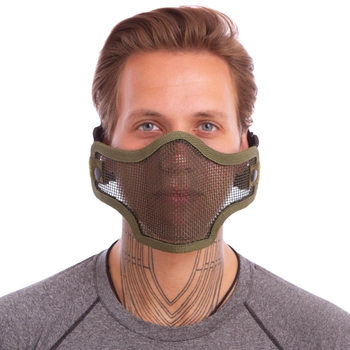 Защитная маска пол-лица из стальной сетки SILVER KNIGHT CM01 Оливковый