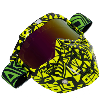 Защитная маска-трансформер очки пол-лица SP-Sport MZ-S Салатовый-Черный