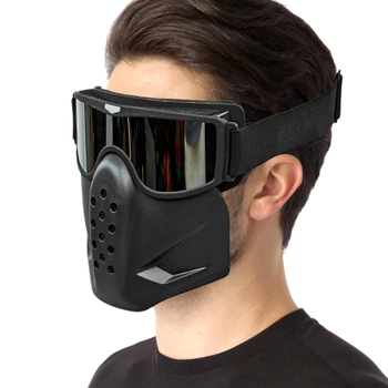Захисна маска-трансформер окуляри пів-обличчя SP-Sport MZ-7 чорний