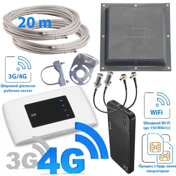 Комплект 3G/4G интернет ZTE MF920U white антенна mimo + кабель 20м + переходники + павербанк 10000 mAh (TF-KIT-4G4385)