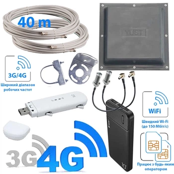 Комплект 3G/4G интернет ZTE MF79U white антенна mimo + кабель 40м + переходники + павербанк 10000 mAh (TF-KIT-4G4377)