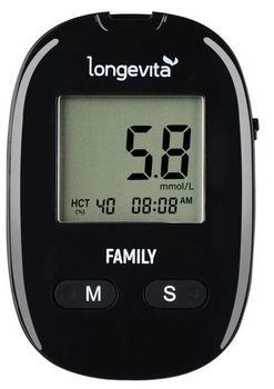Глюкометр Longevita Family / Система вимірювання глюкози в крові + тест-смужки 100 шт.
