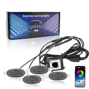 Подсветка решетки радиатора для авто 24V RGB светодиодные цветные габаритные огни с Bluetooth управлением