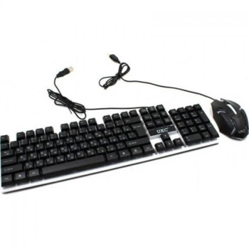 Русская проводная клавиатура + мышка Combo Gamer K01 с подсветкой Серый