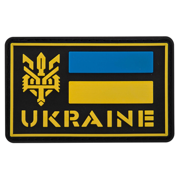 Шеврон патч на липучке "UKRAINE" черный-желтый-голубой TY-9919
