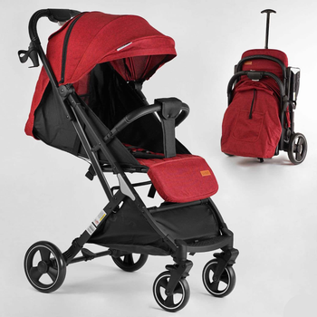Візок прогулянковий дитячий "JOY" Comfort L-52304 колір рожевий, рама сталь з алюмінієм, футкавер, підсклянник, телескопічна ручка