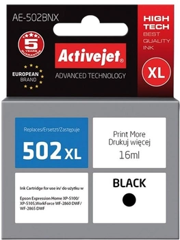 Картридж Activejet для Epson 502XL W14010 Supreme Black (AE-502BNX)