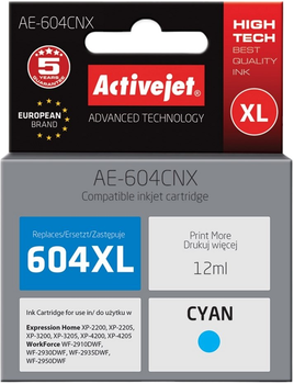 Картридж Activejet для Epson 604XL C13T10H24010 Supreme Cyan (AE-604CNX)