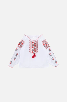 Вышиванка с длинным рукавом для девочки 116 цвет белый No Brand ЦБ-00246415