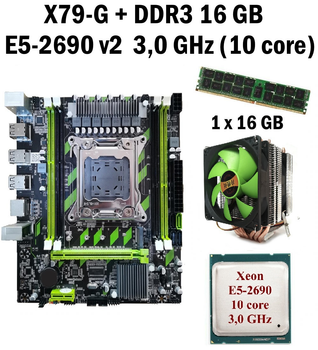 Материнская плата Taishuo X79-G LGA 2011 + процессор (б/у) Xeon E5-2690 V2 10 ядер 3,0G + RAM DDR3 16 GB + кулер (22269023)