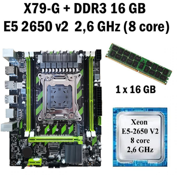 Материнская плата Taishuo X79-G LGA 2011 + процессор (б/у) Xeon E5-2650 v2 8 ядер 2,6 GHz + RAM DDR3 16 GB (22265021)