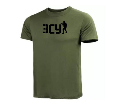Бавовняна футболка з принтом ЗСУ олива 52