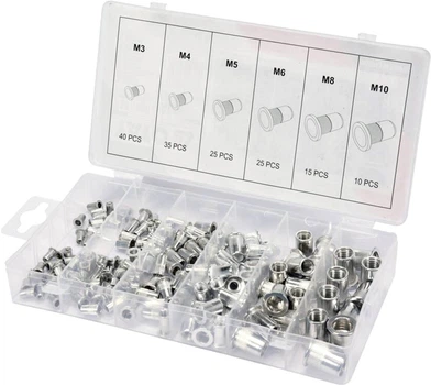 Nitonakrętki aluminiowe YATO M3-M10, 150 szt w pudełku (YT-36460)
