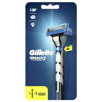 Станок з 2 змінними картриджами Gillette Mach3 Turbo (7702018514229)