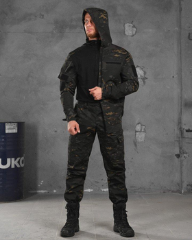 Тактичний літній костюм 3в1 штани+убакс+куртка 2XL чорний мультикам (87107)